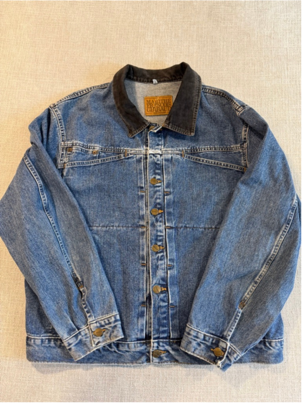 Marithe Francois Girbaud
90s Vintage Denim Jacket 
Corduroy Collar Size large